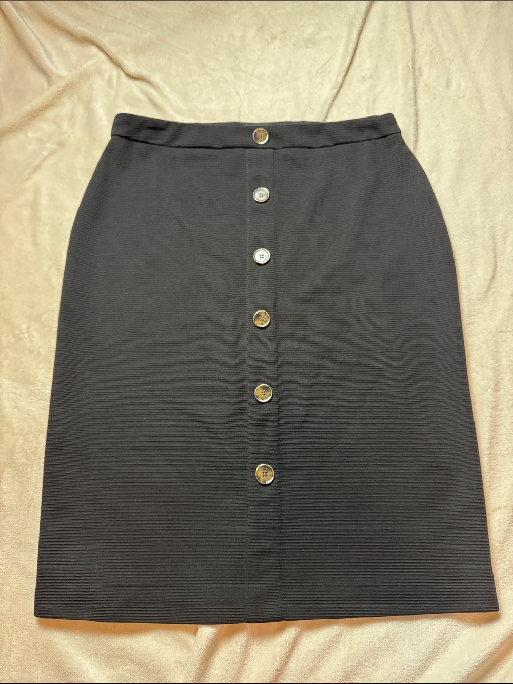 Soho Black Pencil Skirt with Front Buttons